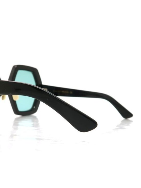 Gucci Sunglasses Oversize 55 Octagon Self Frame Black Blue Lens Eyewear